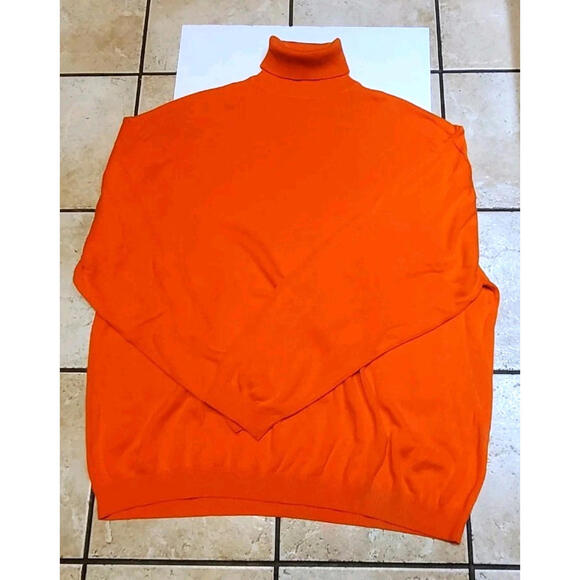 Lavane New York Turtleneck Thick Pullover Slim Fit Vibrant Orange 4XL - Picture 1 of 3